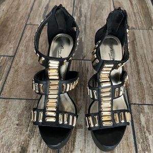 Black and Gold studded heels